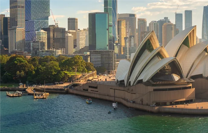 Sydney Opera House and waterfront with city skyline